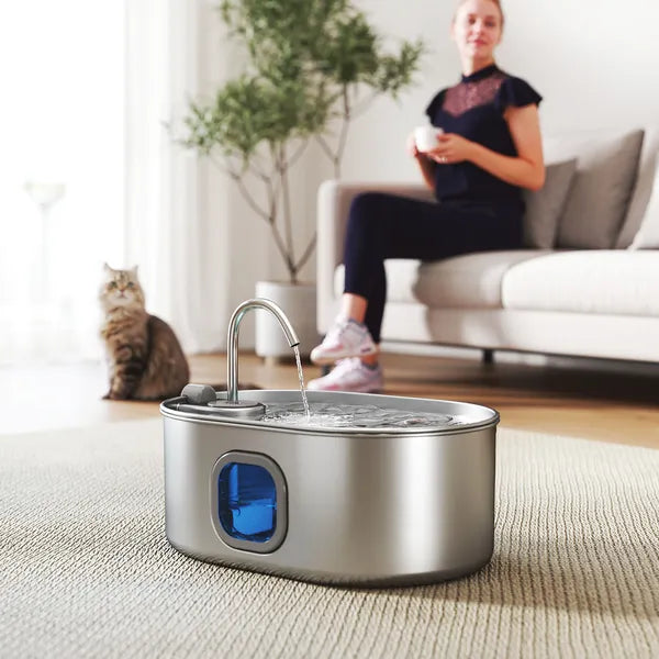 246oz /7L Stainless Steel Cat Water Fountain with Filters, Ultra Quiet Pump for Multi-Pet Cats & Dogs