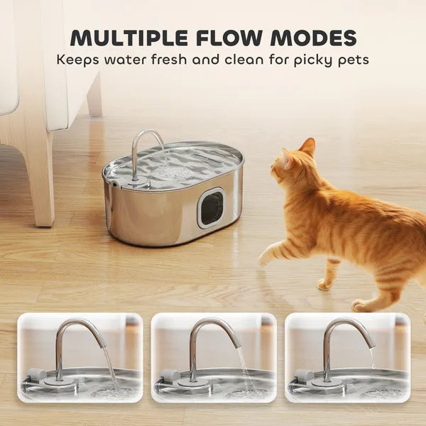 246oz /7L Stainless Steel Cat Water Fountain with Filters, Ultra Quiet Pump for Multi-Pet Cats & Dogs