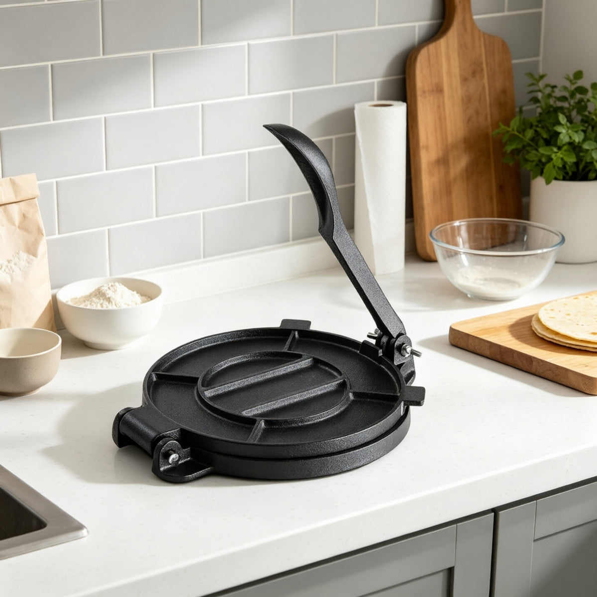 AEELLEEA 7.87 Inch Cast Iron Tortilla Press, Heavy Duty Tortilla Maker for Homemade Tortillas, Roti, Flatbread