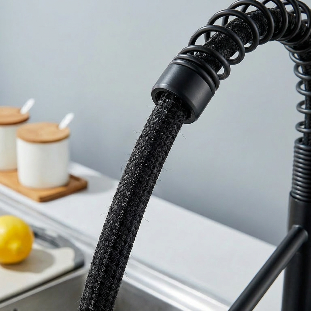 AEELLEEA Matte Black Pull Down Kitchen Faucet, Single Handle Spring Kitchen Sink Faucet with Dual Spray Modes, Deck Mount for Kitchen