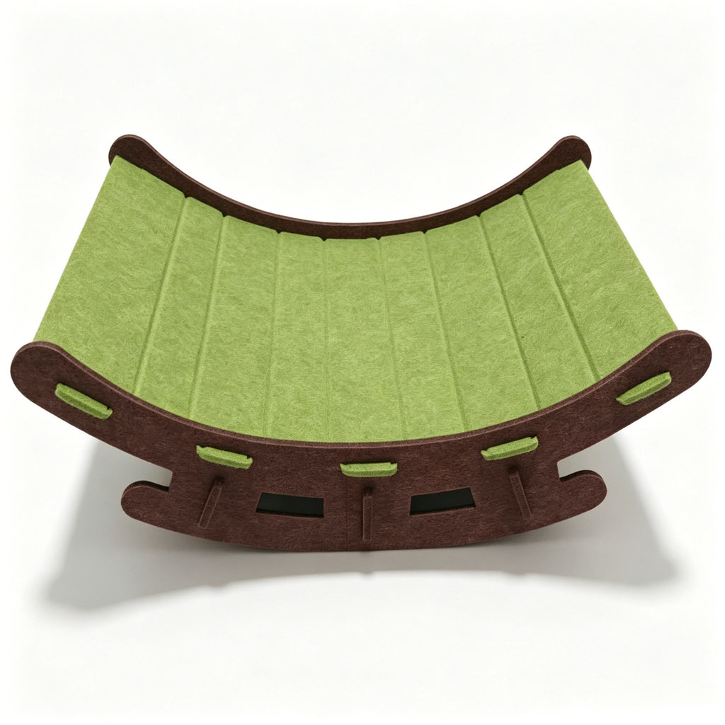 Felt Cat Rocking Bed, Gentle Rocking Cat Lounger with Scratch Resistant Surface, Interactive Indoor Cat Furniture for Kittens and Cats, Green