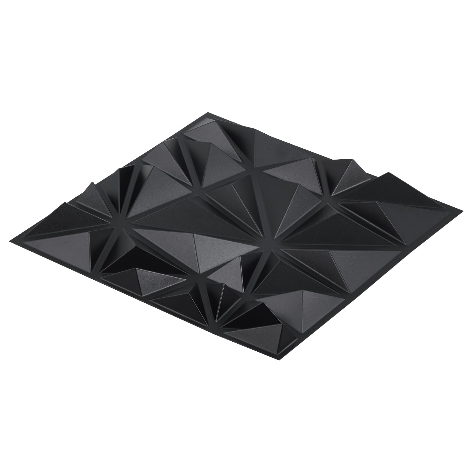 3D Wall Panels 33-Pack, 11.81" x 11.81" Diamond Matte Black Textured PVC - 32 Sq. Ft Coverage