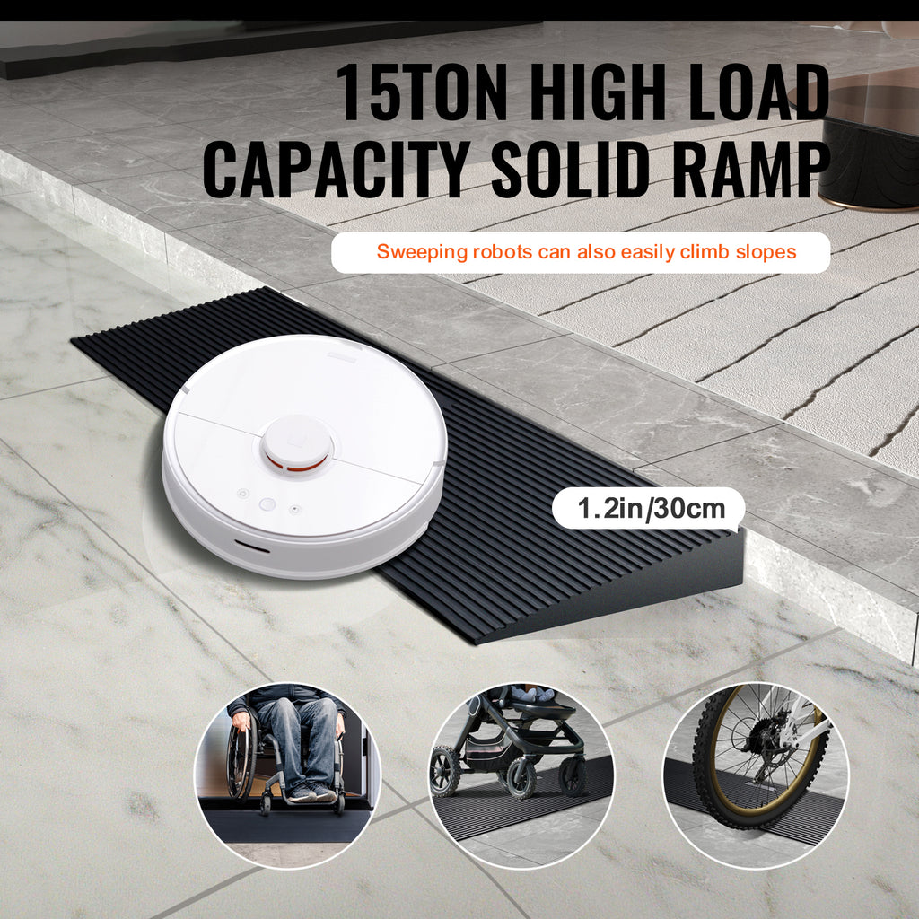 .2" Rise Cuttable Threshold Ramp for Doorways, 35.4" Wide Natural Rubber Wheelchair Ramp, Non-Slip Wheelchair Ramp for Home & Groceries