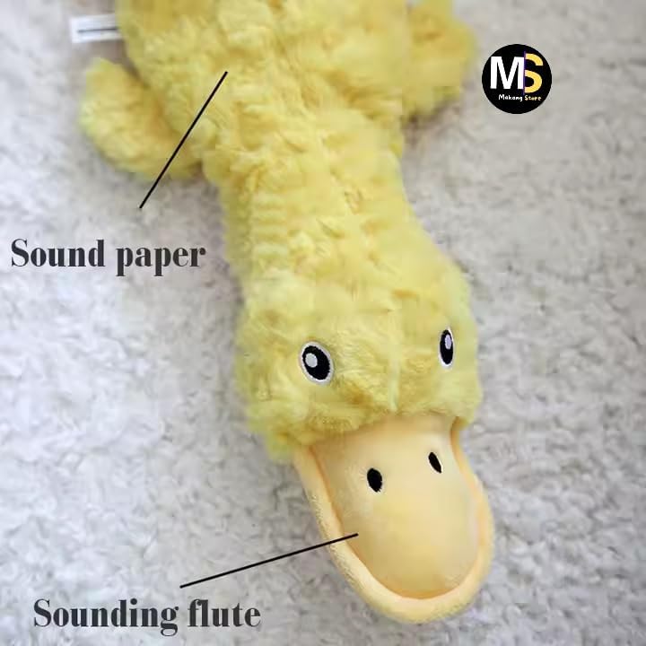 Makang Store, Crinkle Dog Toy for All Breeds Size; Cute No-Stuffing Duck with Soft Squeaker - Perfect for Indoor Puppies and Outdoor Senior Dogs. No-Mess Chew and Play - Yellow.