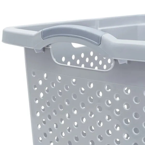 Plastic Laundry Hamper Basket, Ventilated Hole‑Design Dirty Clothes Storage Bin with Comfort Carry Handles for Bathroom Bedroom Home Organization