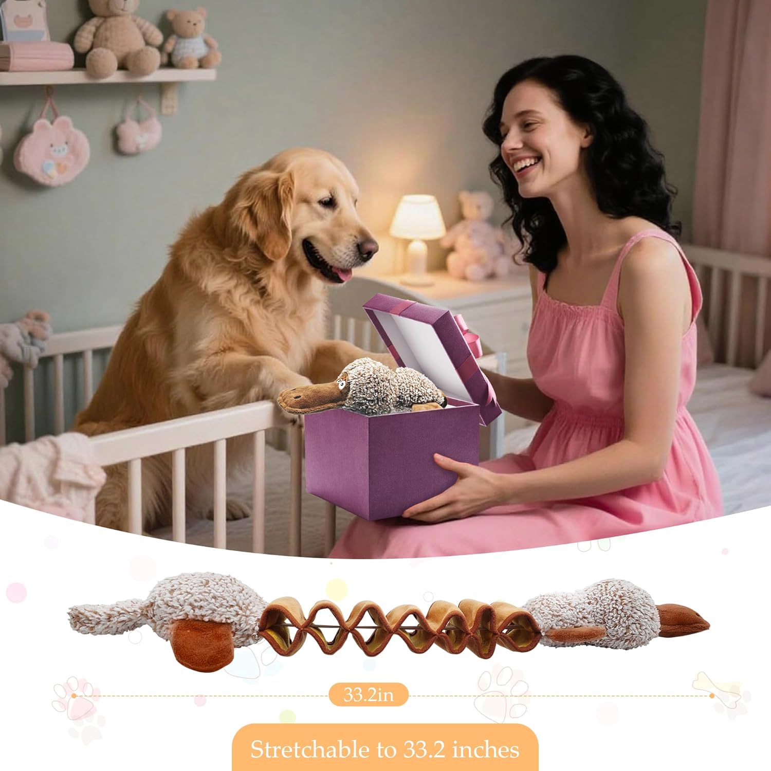 ZippyPaws Dog Toys, Stuffed Large Dog Toys to Keep Them Busy, Interactive Plush Chew Toys with Crinkle Paper, Tough Pet Animal Toys for Small Medium Large Dogs - Platypus