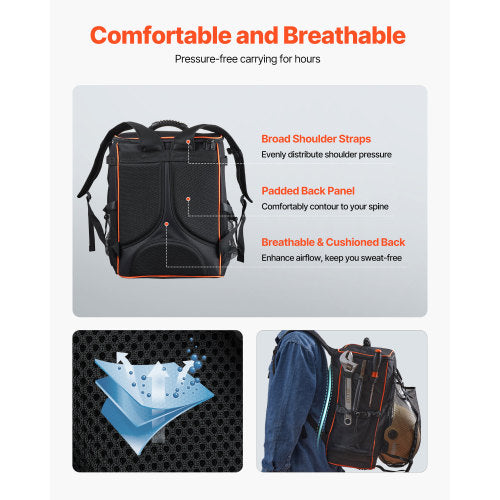 33L Welding Backpack, 600D Polyester Tool Bag with Helmet Holder and Insulated Cooler Bag, for Welding Camping