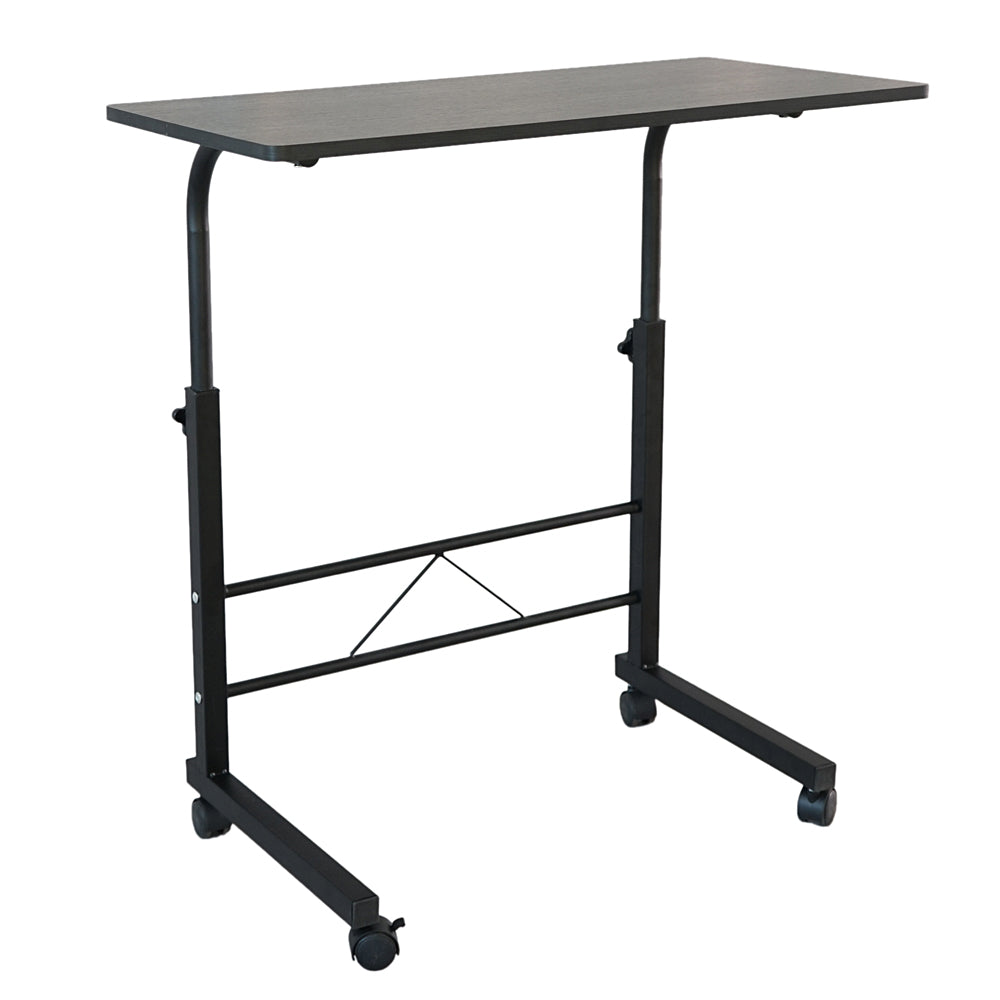 AEELLEEA- Adjustable Height Rolling Side Table, Mobile Chipboard Steel End Table with Wheels