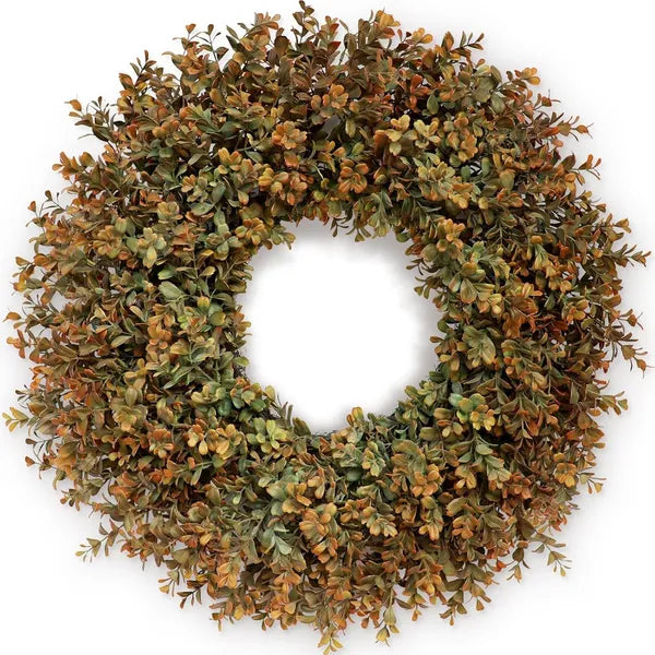 26 Inch Large Artificial Fall Boxwood Wreath, Autumn Foliage Wreath for Front Door Farmhouse Thanksgiving Home Wall Decor