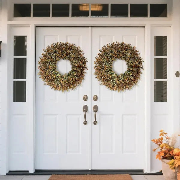26 Inch Large Artificial Fall Boxwood Wreath, Autumn Foliage Wreath for Front Door Farmhouse Thanksgiving Home Wall Decor