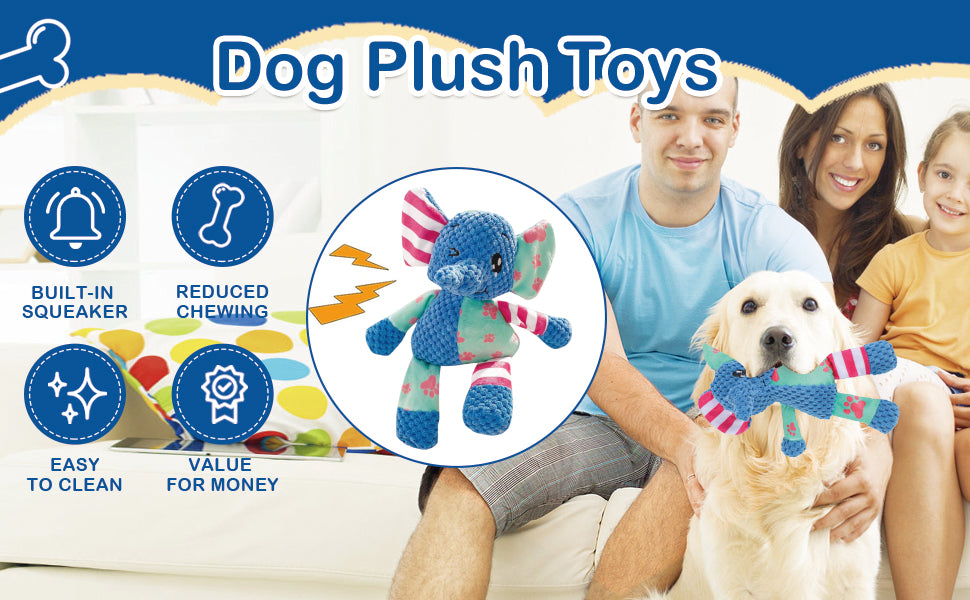 ZippyPawsToys Puppy Teething Interactive Chewing Plush Toy to Keep Them Busy, Best Birthday, Christmas, Halloween, Easter Gift, Elephant