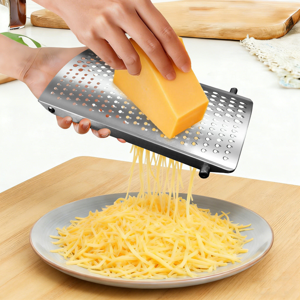 Food Grade Stainless Steel Cheese Grater with Storage Box & Brush, Multi-use for Cheese, Ginger, Garlic & Chocolate