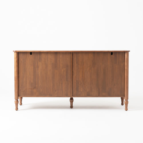 AEELLEEA 59" Farmhouse Sideboard Buffet Cabinet with 4 Doors, Rustic Wood Storage Cabinet with Shelves for Dining Room, Brown