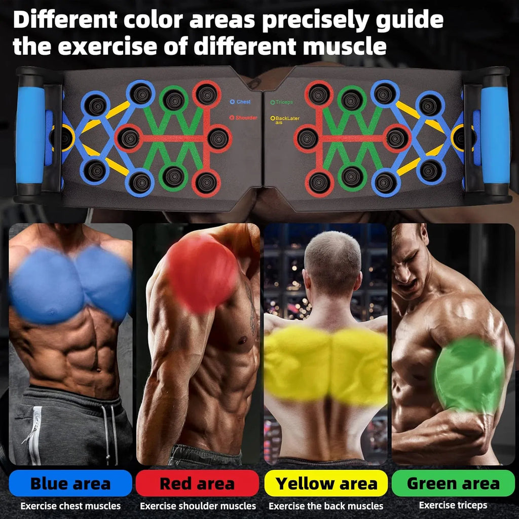 28-in-1 Push Up Board with Handles, Foldable Color-Coded Workout System for Chest, Shoulders, Back & Triceps, Home Gym