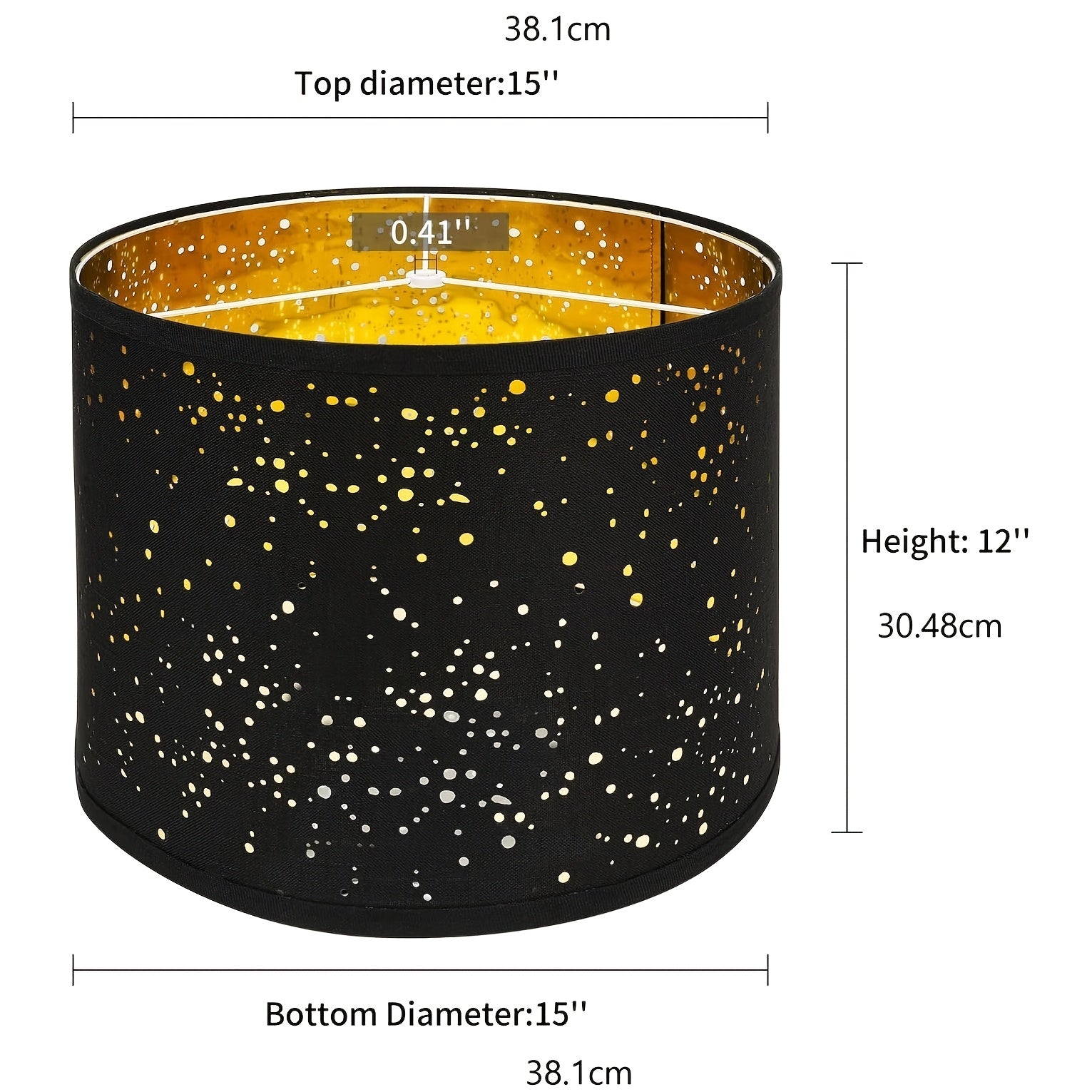 2-Pack Black Starry Sky Drum Lamp Shades, Collapsible Lampshades with Gold Inner Lining, Includes Harp for E26/E27/E14