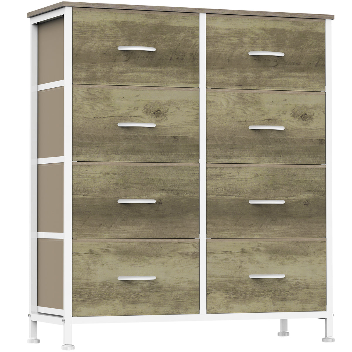 Aeelleea Oak Color Tall Dresser Fabric Storage Tower with Wooden Top