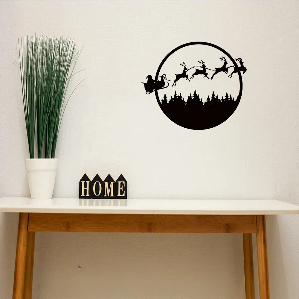AEELLEEA-Reversible Double Sided Iron Wall Sign, Halloween & Christmas Dual Theme Hanging Decor, Weather Resistant Metal Holiday Wall Art