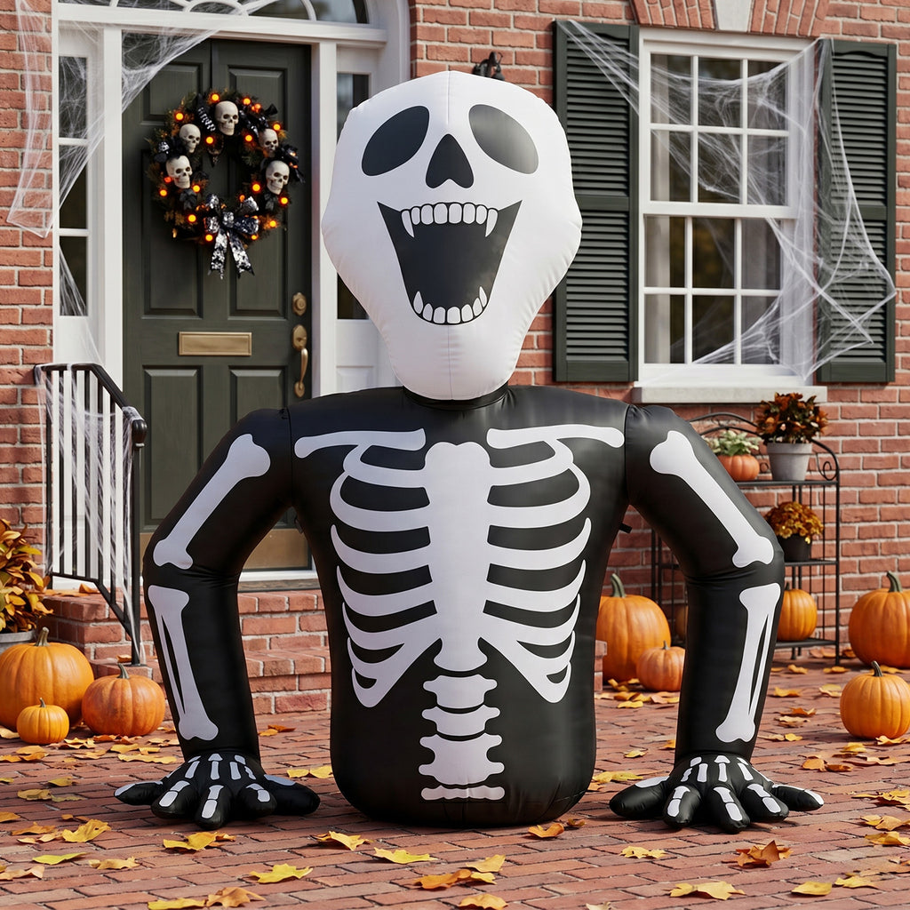 AEELLEEA-6 FT Half Body Skeleton Halloween Inflatable Decoration with 3 Built-in LED Lights