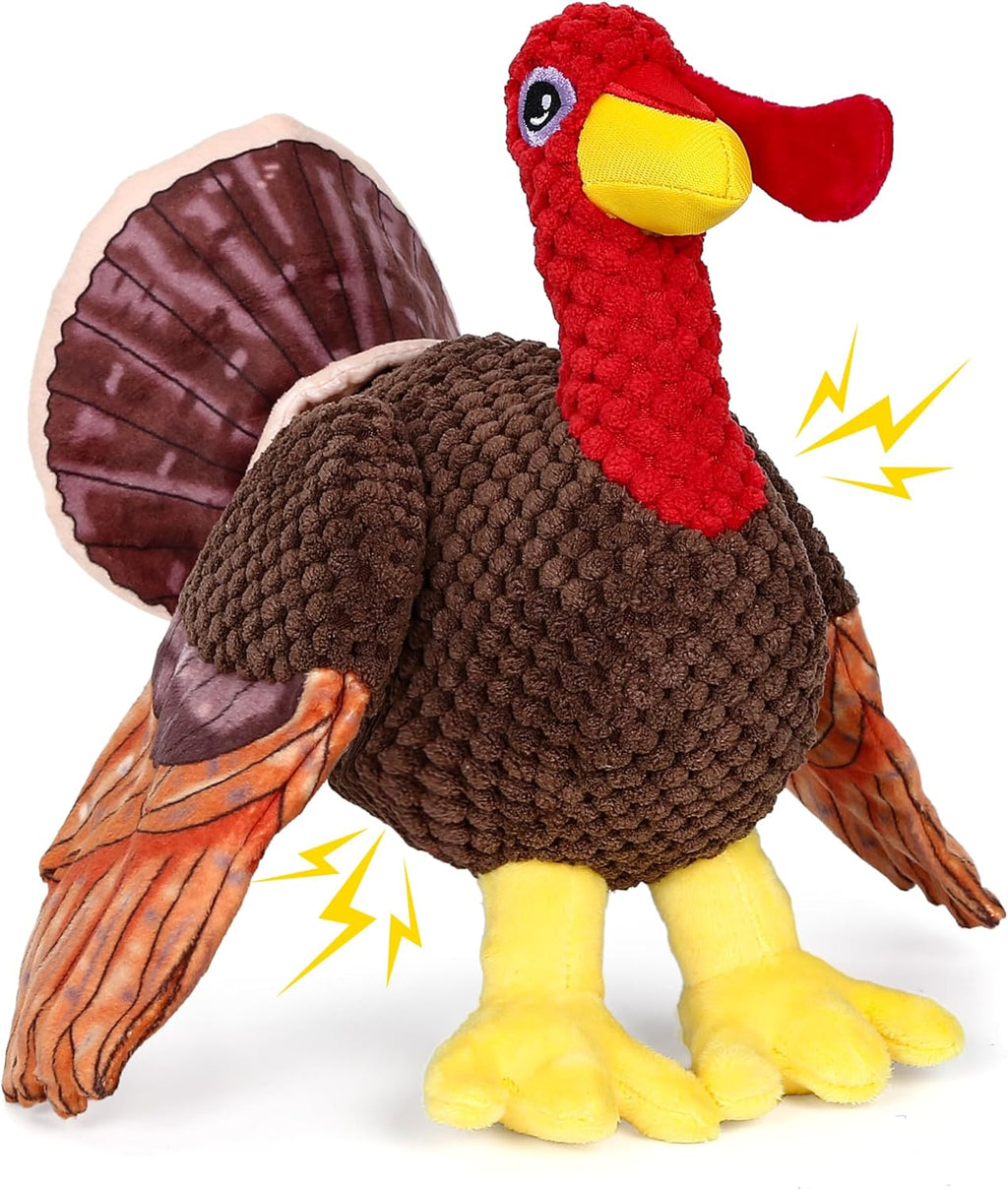 Thanksgiving Day Chicken Dog Toys for Large Dogs,Squeaky Dog Toys, Tug of War Dog Plush Toys,Large Stuffed Dog Toys for Large Dogs with Crinkled Paper,Stuffed Animals Toys for Dogs, Red