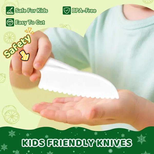 Aeelleea 28Pcs Kids Kitchen Knife Set, Montessori Safe Cooking Tools, Cutting Boards, Wave Knives, Vegetable Cutters for Boys Girls