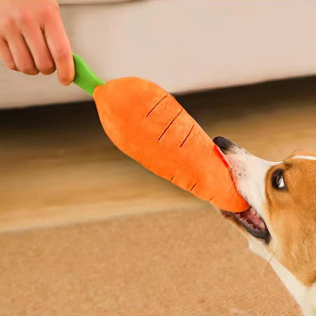 Best Pet Supplies Crinkle Dog Toy for Small, Medium, and Large Breeds, Cute Carrot with Soft Squeaker, Carrot Shape Pet Plush Toy with Sound, Bite-Resistant Soft Comfortable Dog Toys, Decorations