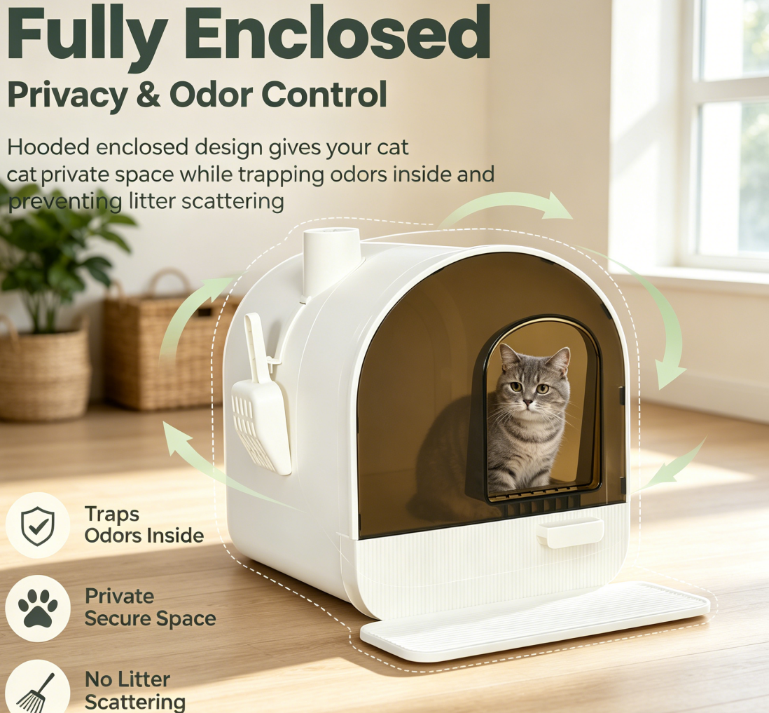 Enclosed Cat Litter Box with Drawer
