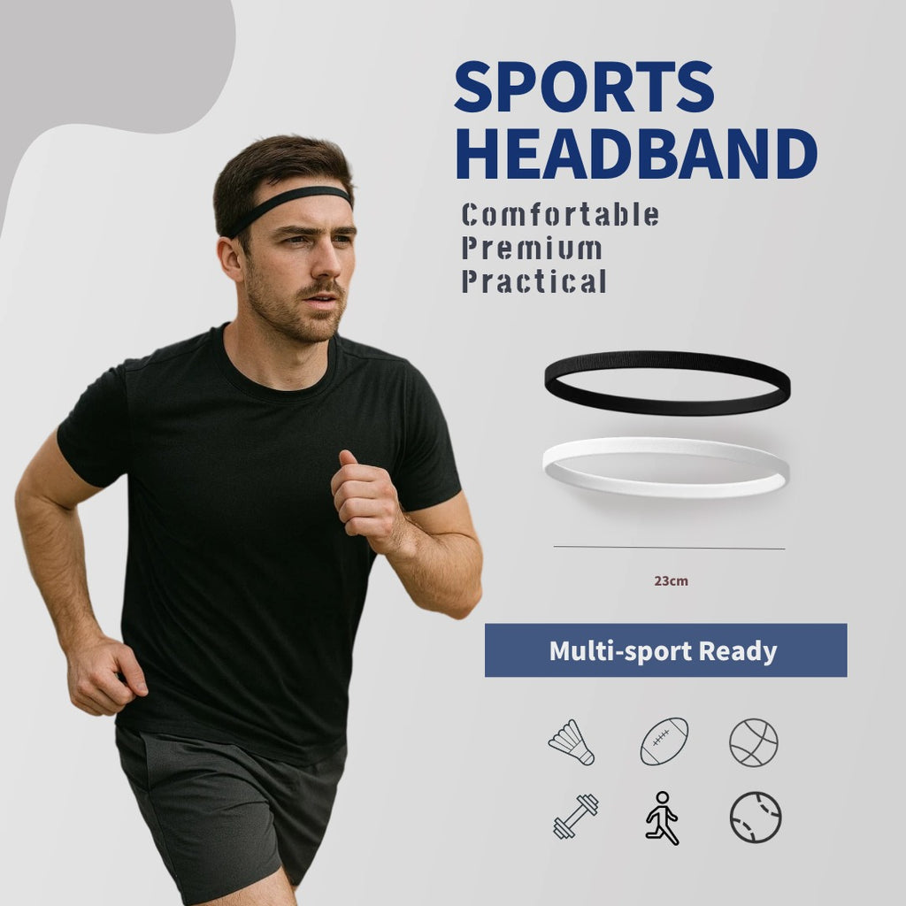 2-Pack Sports Headbands, Sweat-Wicking & Quick-Dry, Comfortable Stretch Won't Squeeze Head, Vibrant & Versatile for Workouts
