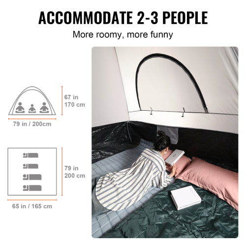 Truck Bed Tent with Rainfly for 5.5 6 ft Pickup, Camping Shell 79 x 65 x 67 in, 2 3 Person Waterproof Tailgate Tent