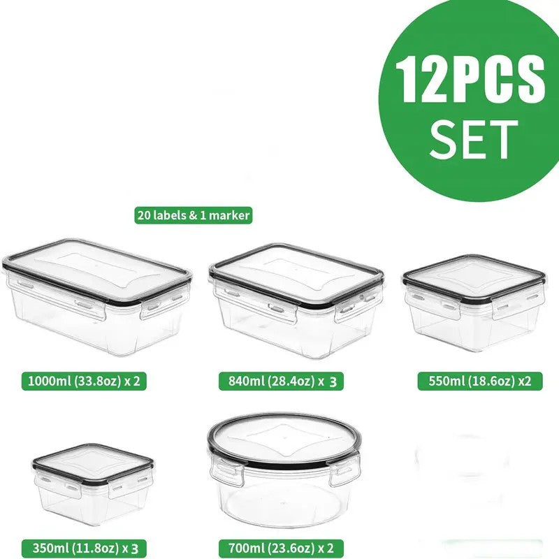 12 Pcs Airtight Food Storage Containers with Lids, Leak Proof Meal Prep, Microwave Freezer & Dishwasher Safe, Multi-Size Plastic Bins for Kitchen
