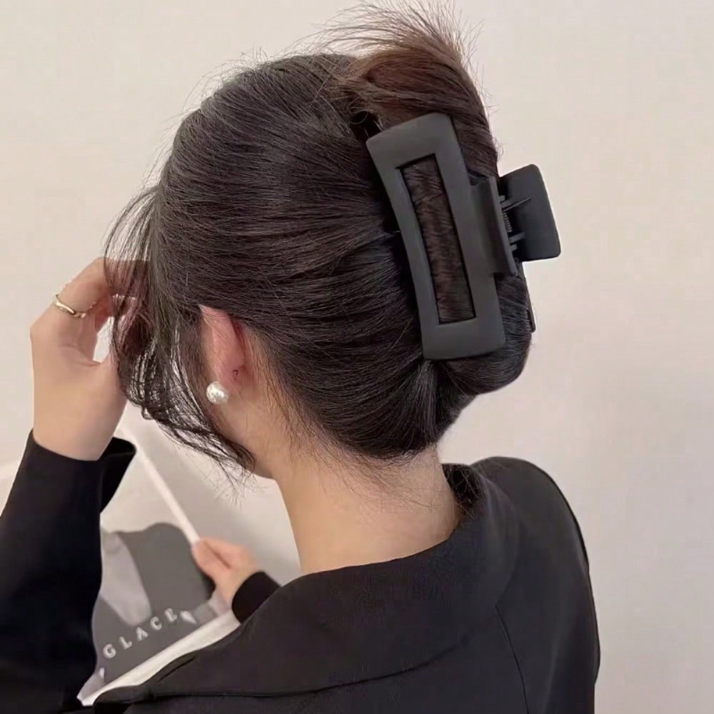 3 Pack Matte Rectangular Hollow Hair Claw Clips, Large Non-Slip Hair Jaw Clips, Strong Hold Hair Clips for Thick & Thin Hair, Women Hair Accessories