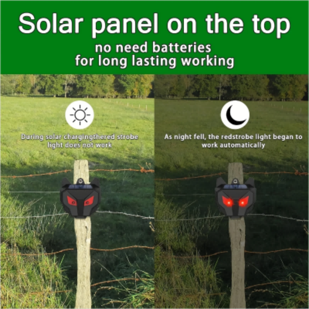 2 packs red sun night animal repellent with red LED lightsBlinking Lights Drive Away Raccoon,Deer, Skunk, Cat, Coyote from Yard Farm andChicken Coops