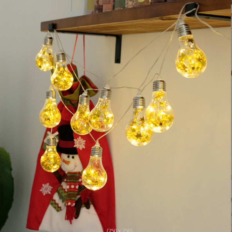 Christmas Gold Foil Globe Bulb LED String Lights, Warm White Fairy Lights for Holiday Xmas Party Indoor Decor