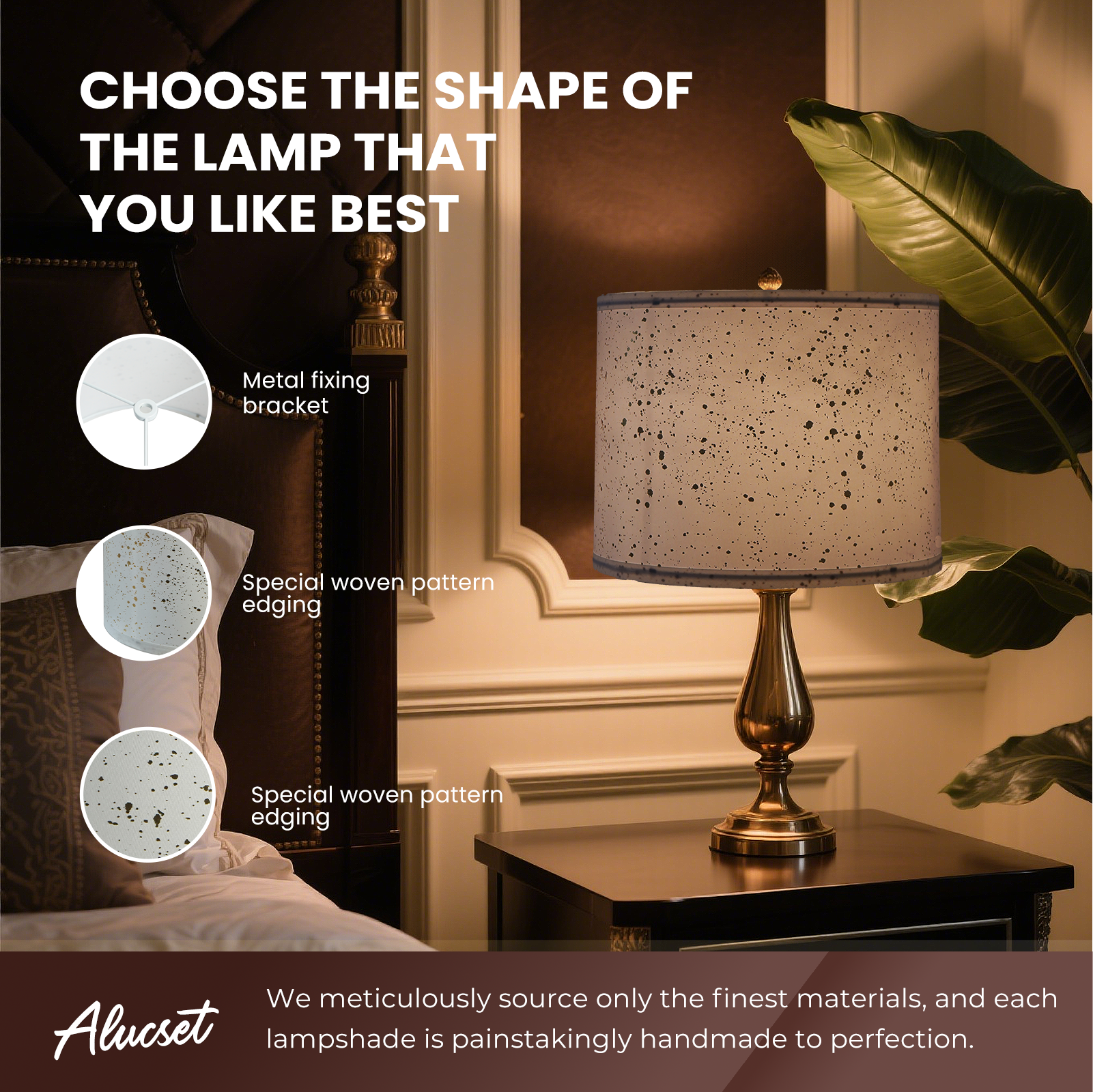ALUCSET White Gold Speckled Drum Lamp Shade 13"×10", 2-Pack Spider Fitter Replacement Shade for Table & Floor Lamps