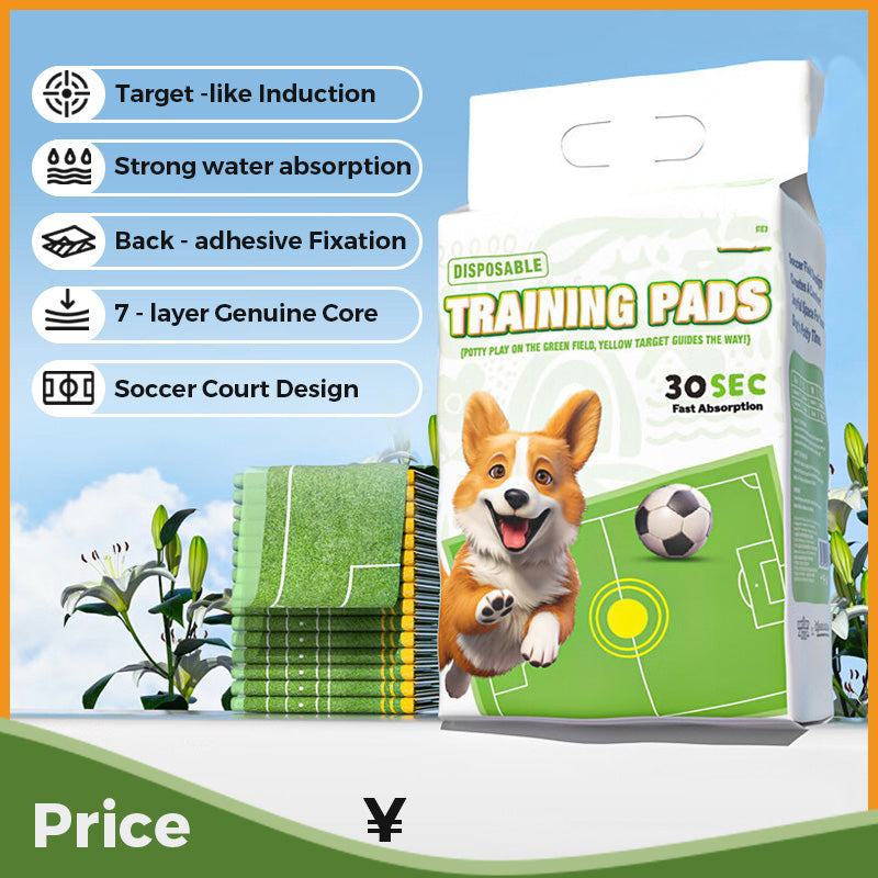 Pee Pads for Dogs, Plant-Based, Leak-Proof, Absorbent, Puppy Training Pads, Target-like Induction, Soccer Court Design