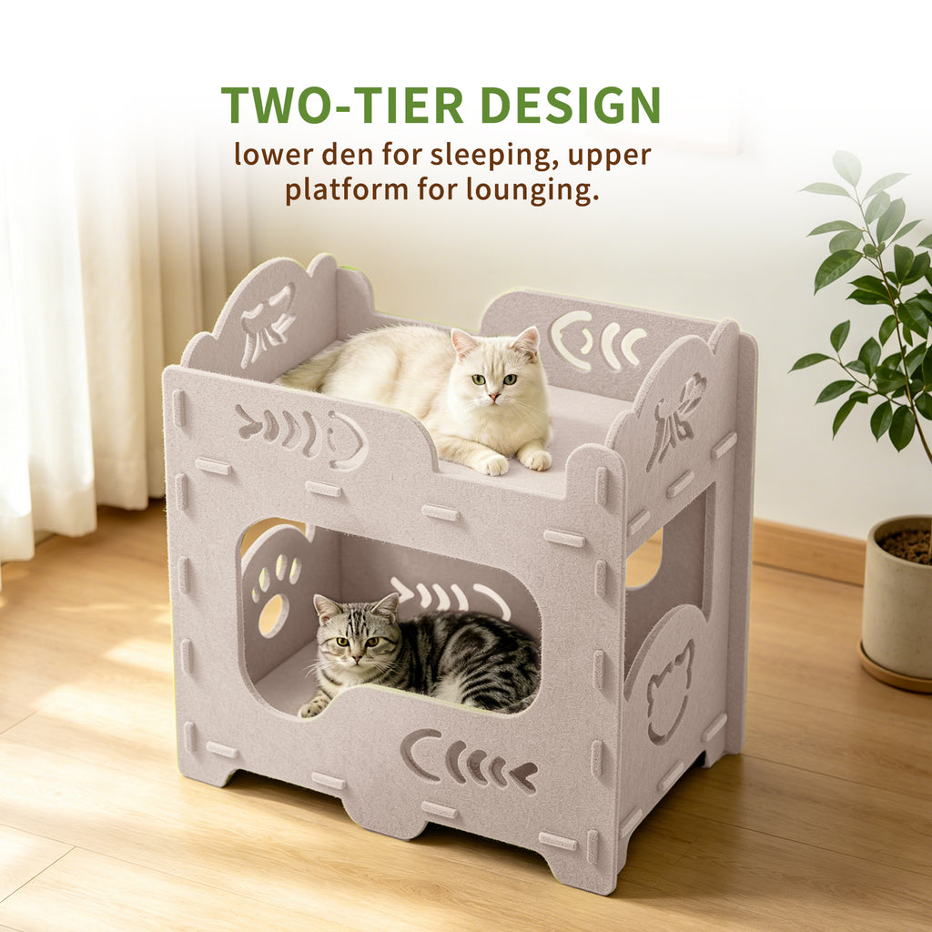 Felt Cat Bed Nest Multifunctional Pet House Lounge for Playing Sleeping Resting Indoor Outdoor Cats