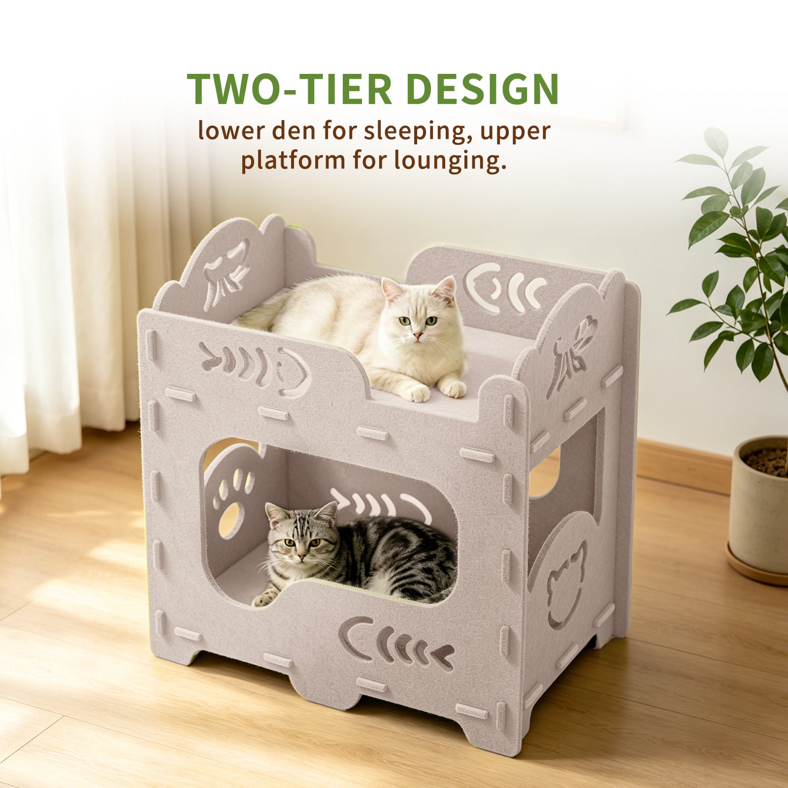 Felt Cat Bed Nest Multifunctional Pet House Lounge for Playing Sleeping Resting Indoor Outdoor Cats