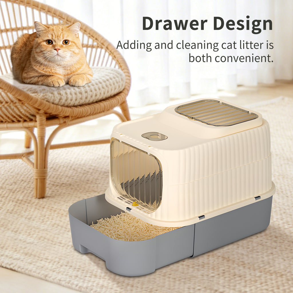 Indoor Cat Litter Box with Enclosed Hood Top Opening Easy Access Convenient Daily Care for Cat Pet Owners at Home
