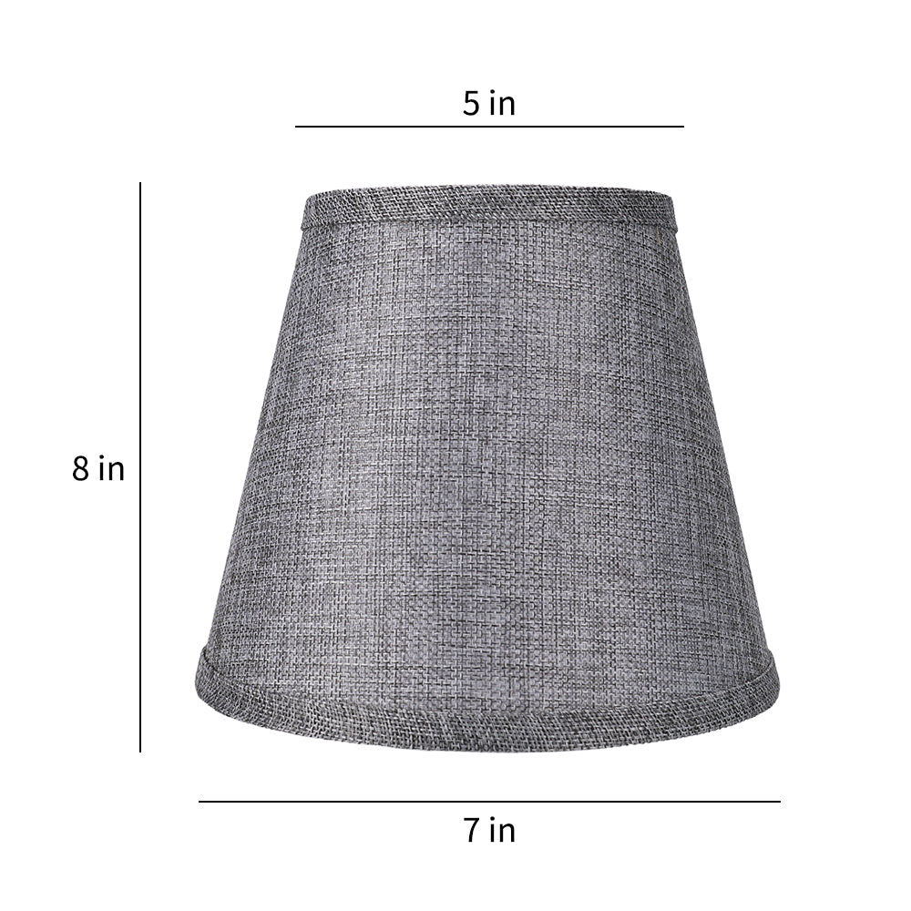 Gray Linen Clip-On Lamp Shades 5"×7"×8", Fabric Replacement Shades for Wall Sconces & Chandeliers