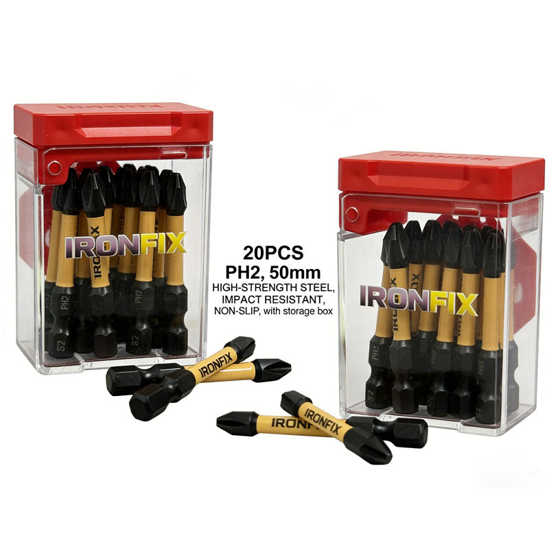 20PCS PH2 Screwdriver Bits, 50mm Magnetic Pozidriv Drill Bit Set, S2 Steel Impact Driver Bits for Power Drill, Woodworking & Home Repair