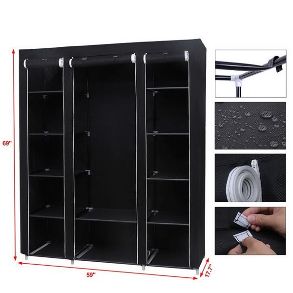 Portable Clothes Closet Wardrobe Storage Organizer with Non-Woven Fabric