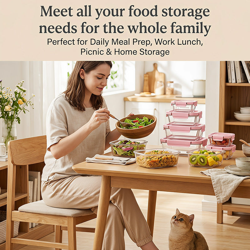 8 Pack Glass Food Storage Containers with Lids