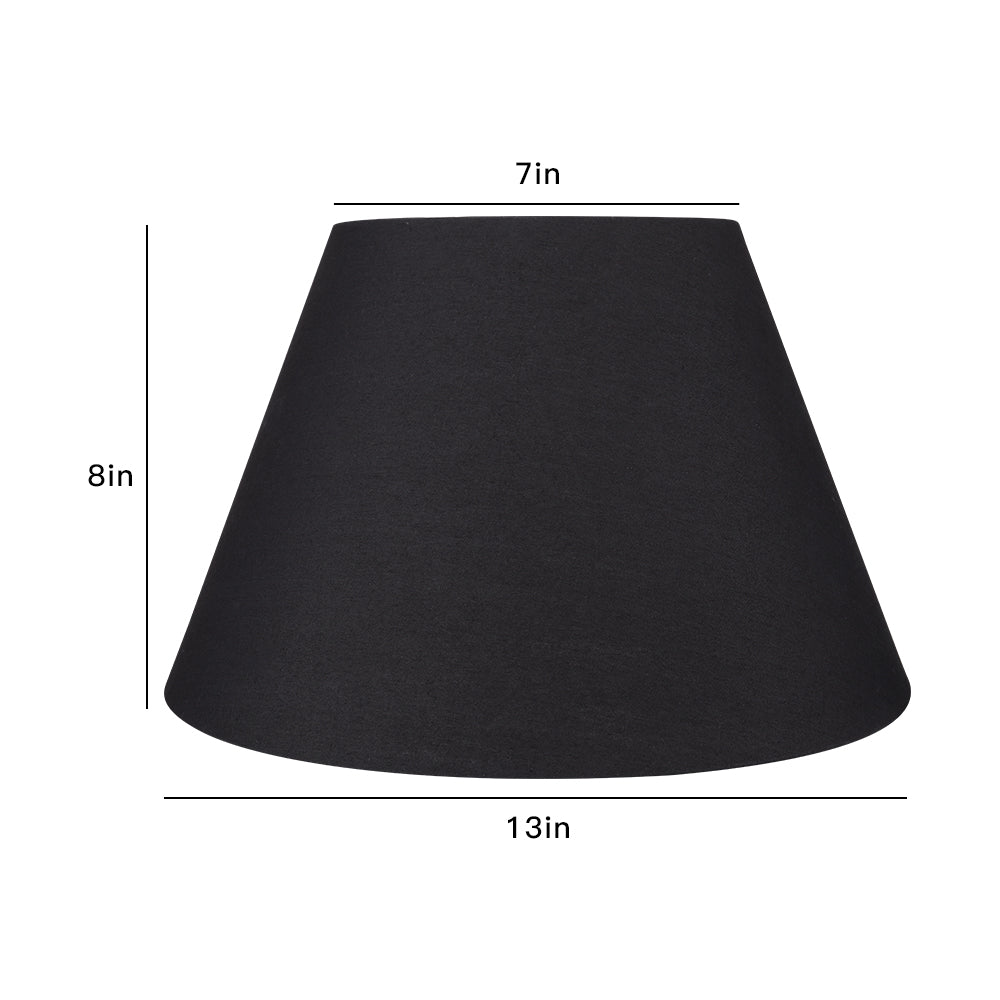 Modern Black Fabric Lamp Shade, 7x13x7.8 Inches, Spider Fitter Replacement for Table Lamps, Home Deco