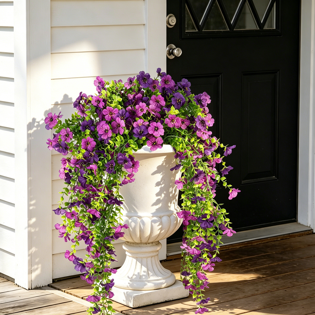 6Pcs Artificial Hanging Violet Flowers, 26.7in UV Resistant Fake Trailing Flower Vines for Porch Patio Outdoor Fall Decor