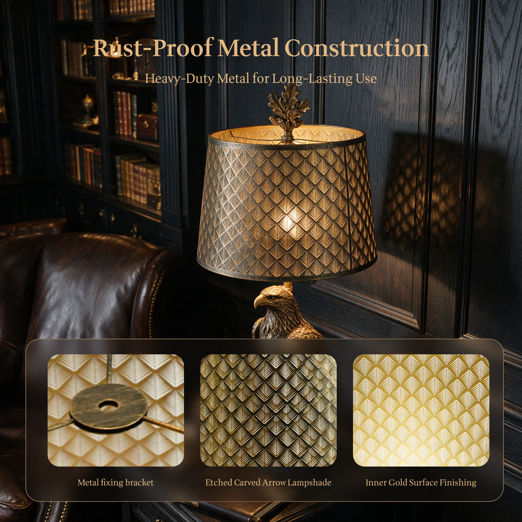 ALUCSET 12"×14"×10" Drum Lamp Shade, Bronze Gold Diamond Lattice Etched Metal Lampshade with Spider Fitter for Table & Floor Lamps