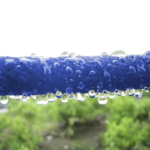 Heavy-Duty Flat Soaker Hose with Brass End Fittings, Flexible Drip Watering Hose for Garden Beds, Flower Beds, Shrubs, and Vegetable Gardens, UV-Resistant All-Weather Blue