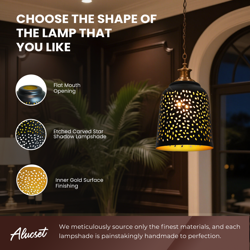 4-Pack Etched Raindrop Metal Pendant Light Shades,5" Diameter, Bronze/Black for Ceiling Fan & Lamp Covers