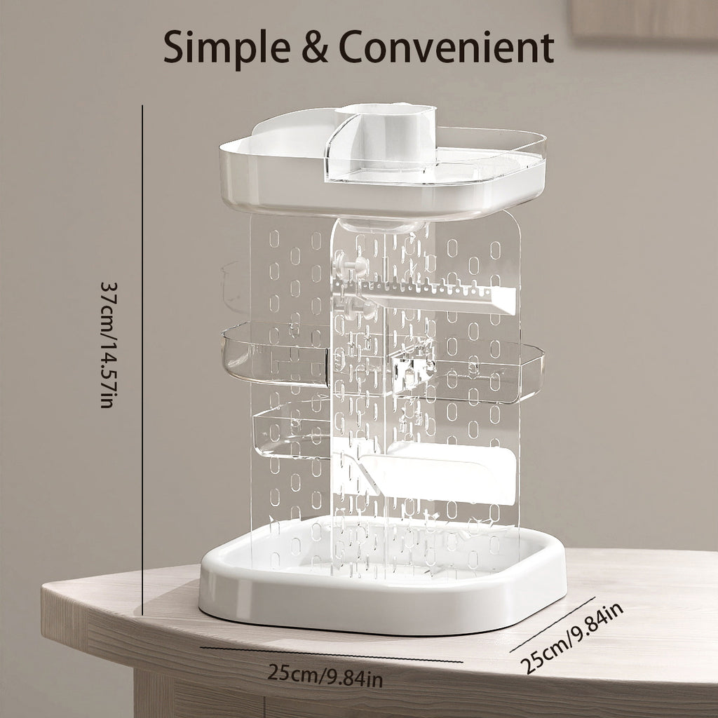 360° Rotating Makeup Organizer, Adjustable Tiered Bathroom Counter Organizer, Clear Vanity Display, Perfume Organizer & Makeup Brush Holder for Jewelry & Accessories Storage