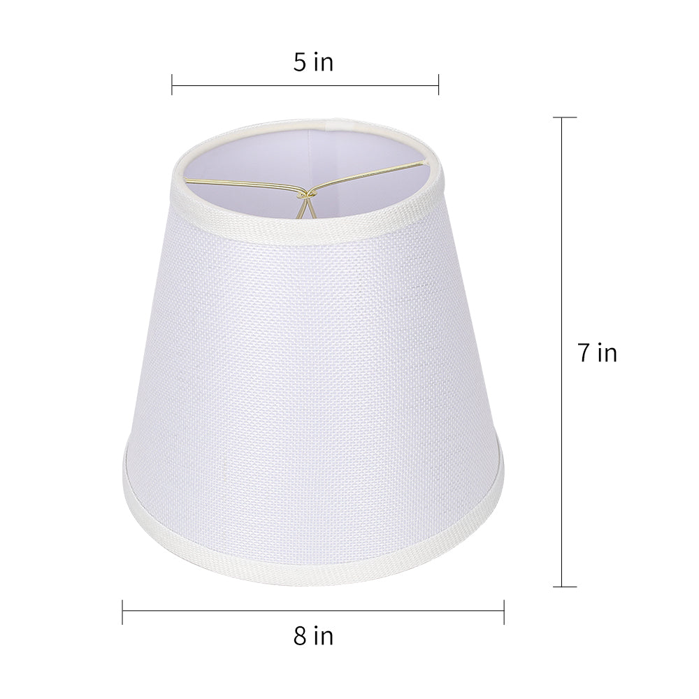 White Clip-On Linen Lamp Shades 5"×8"×7", Fabric Replacement Shades for Wall Sconces & Chandeliers