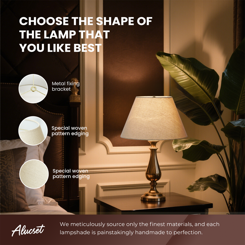ALUCSET Natural Linen Barrel 7x13x7.8 inch Lamp Shade Spider Fitter for Table Lamp Floor Lamp