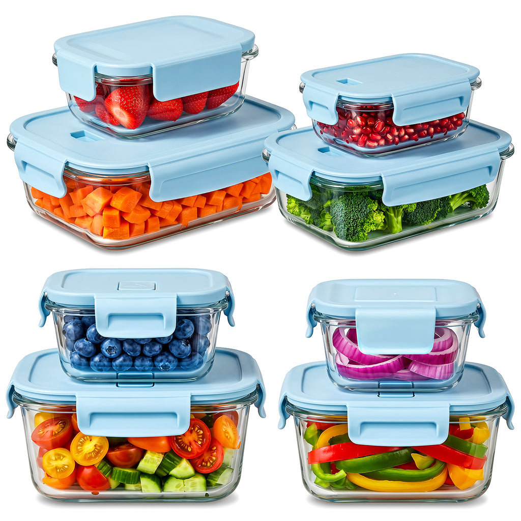 8 Pack Glass Food Storage Containers with Lids